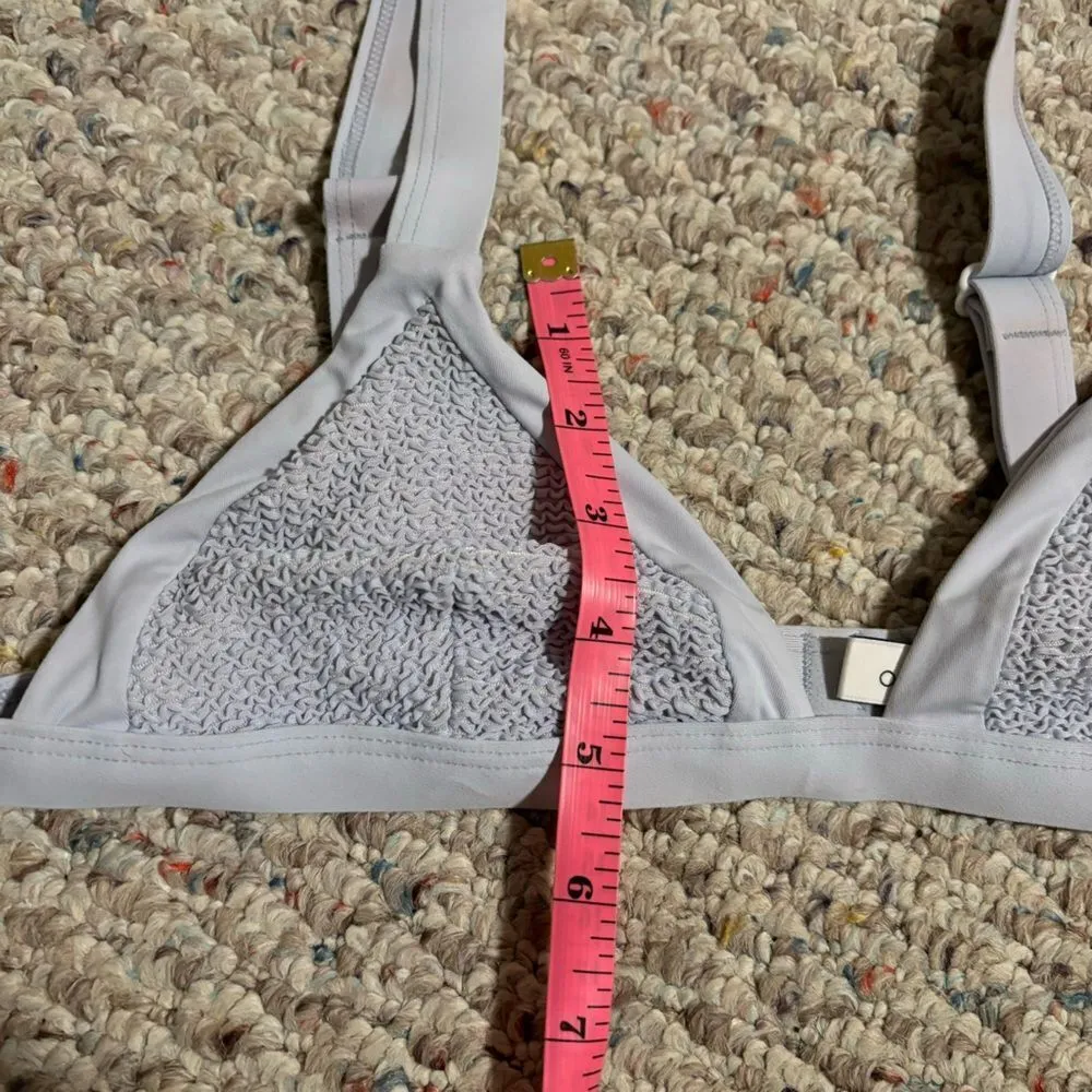 Onia Kamryn Smocking Bikini Triangle Top - Blue, Size Medium - Image 12