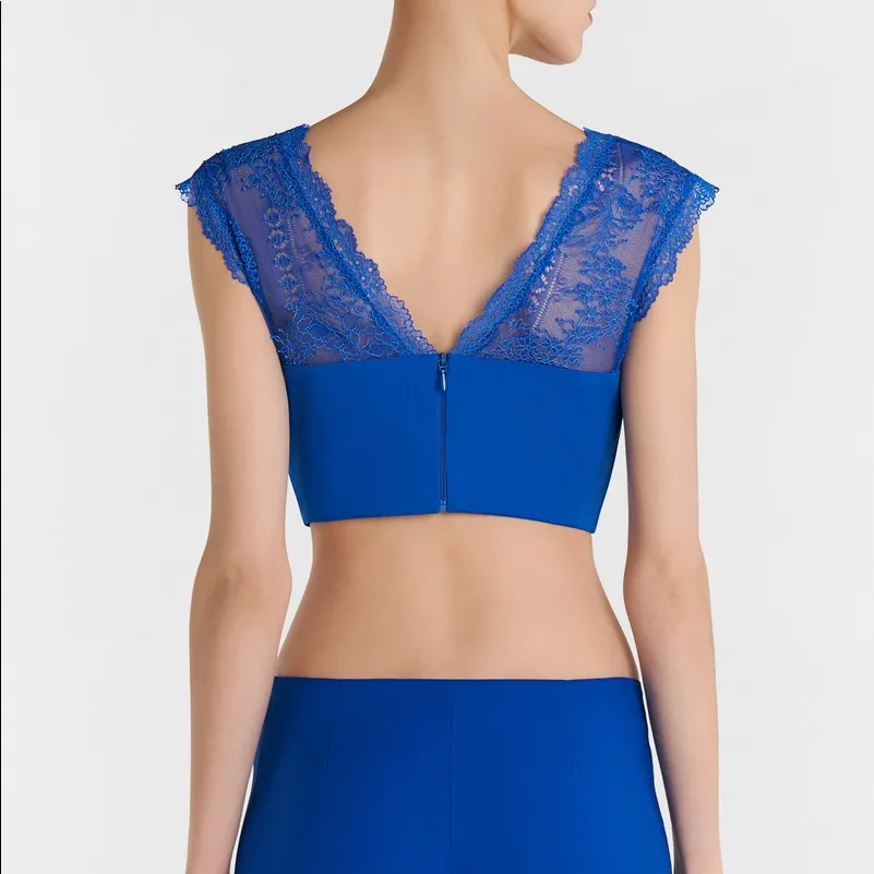 La Perla Hot blue longline Leavers lace bralet - Image 3