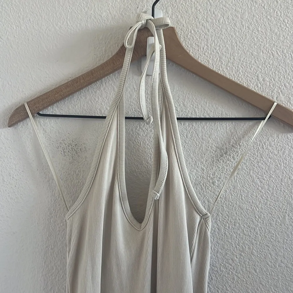 Old Navy RIbbed Halter V Neck in Wishbone Side Slits Midi Small - Image 3