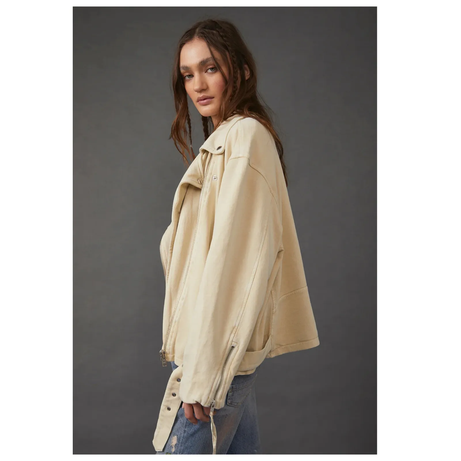 FREE PEOPLE Rebel Rebel Cotton Moto Jacket Size XS - Image 2