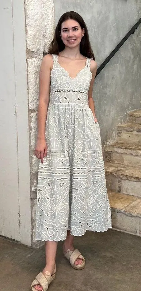 💕SEA NEW YORK💕 Blaire Eyelet Sleeveless Midi Dress ~ Blue 12 NWT - Image 6