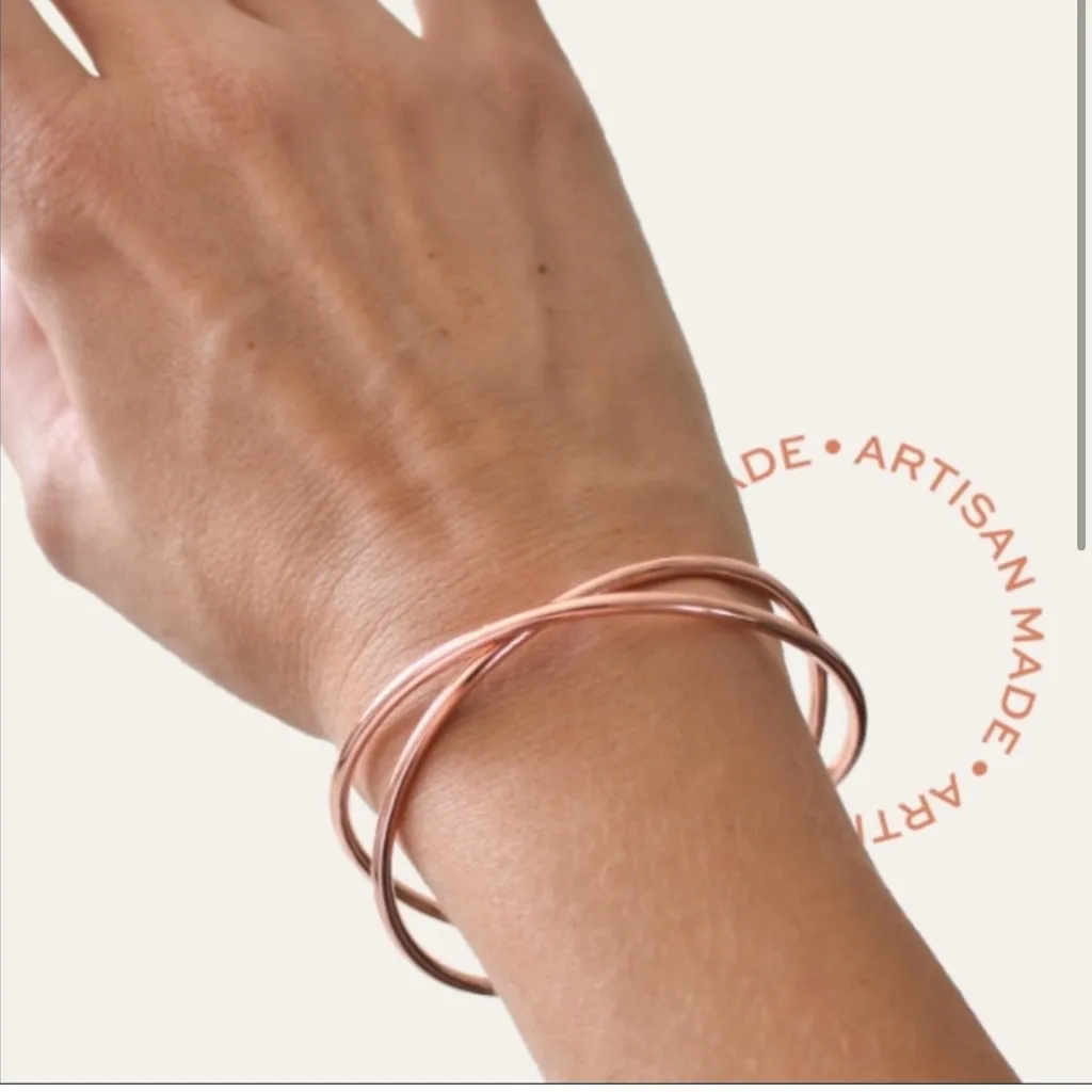 New in packaging TRIBE‎ ALIVE Bracelet Rose Gold Criss Cross Cuff - Image 3