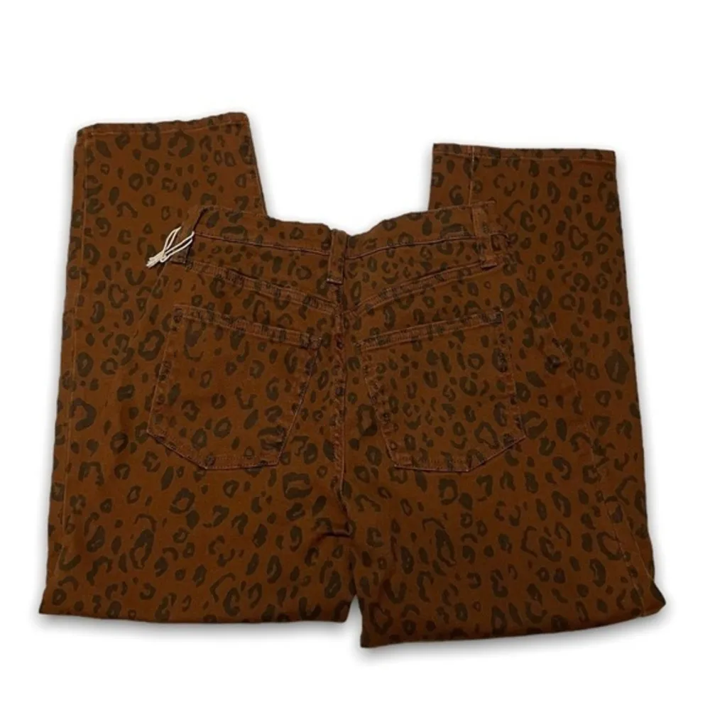 NWOT Brown Black Leopard Animal Print Straight Leg Jeans Ankle High Rise New - Image 4