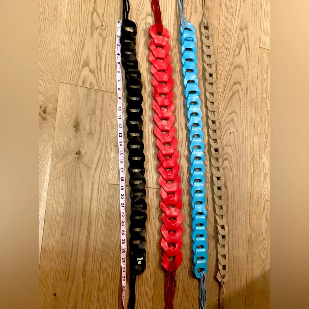 Vintage hippie vegan leather braided belt bundle Blue - Image 7