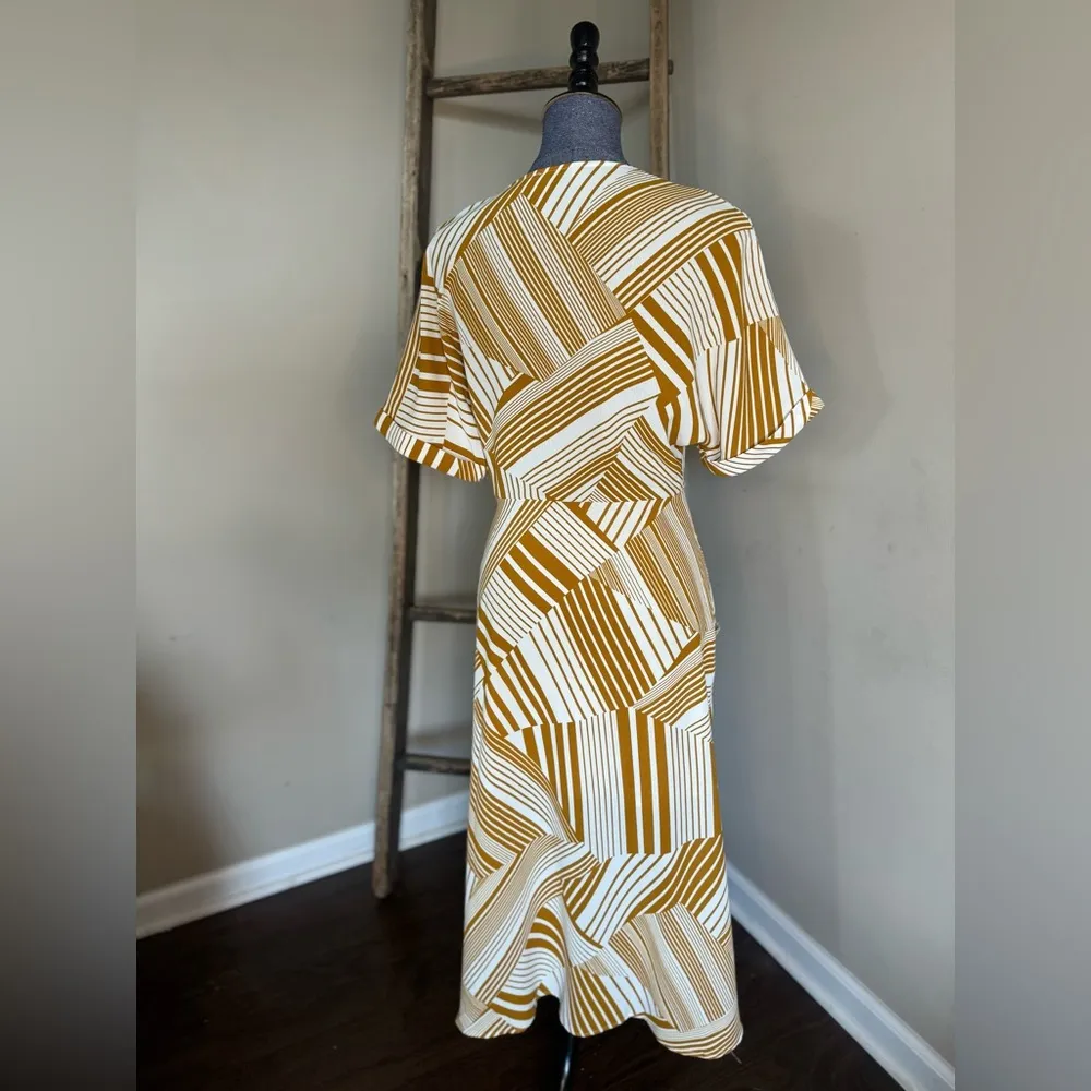 Murni Mustard Yellow Print Button-Up Midi Dress - Image 8