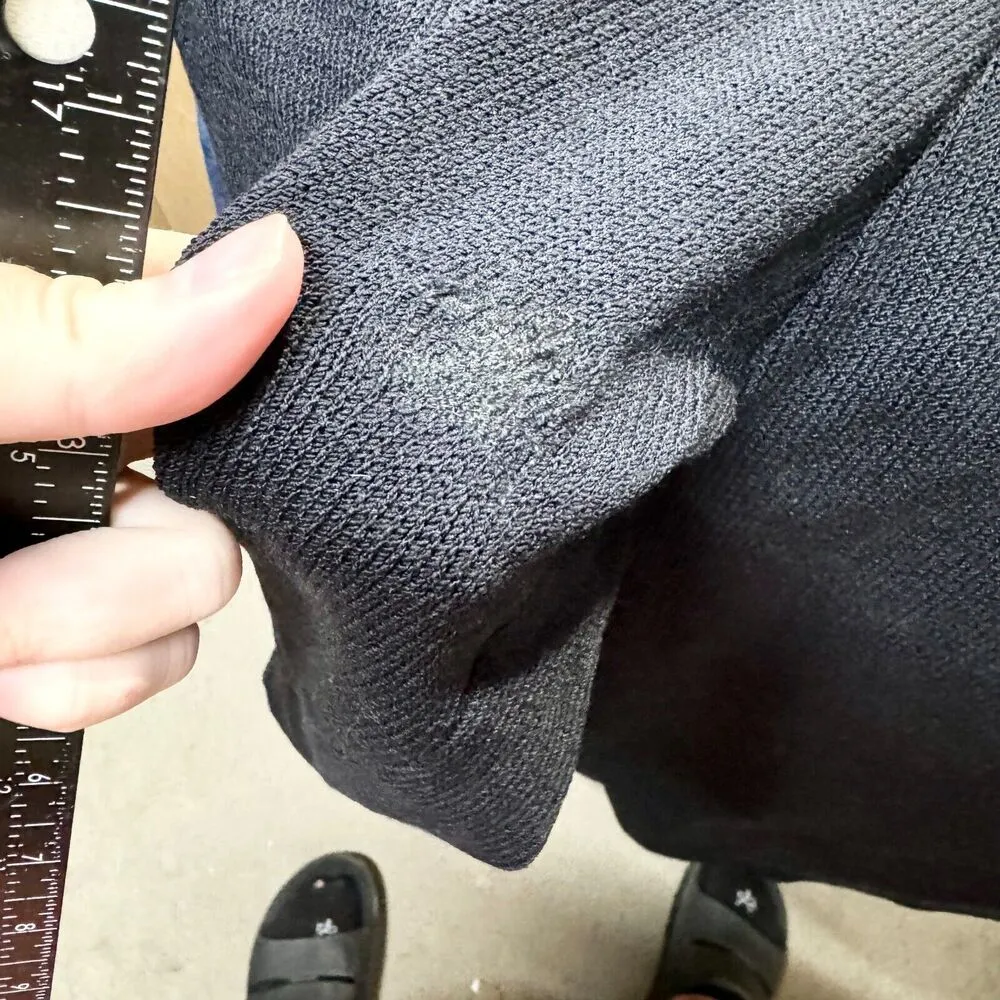 ST John Pants Women Sz 12 Navy Blue Cotton Knit Wide Leg Relaxed Mid Rise Sweats - Image 2