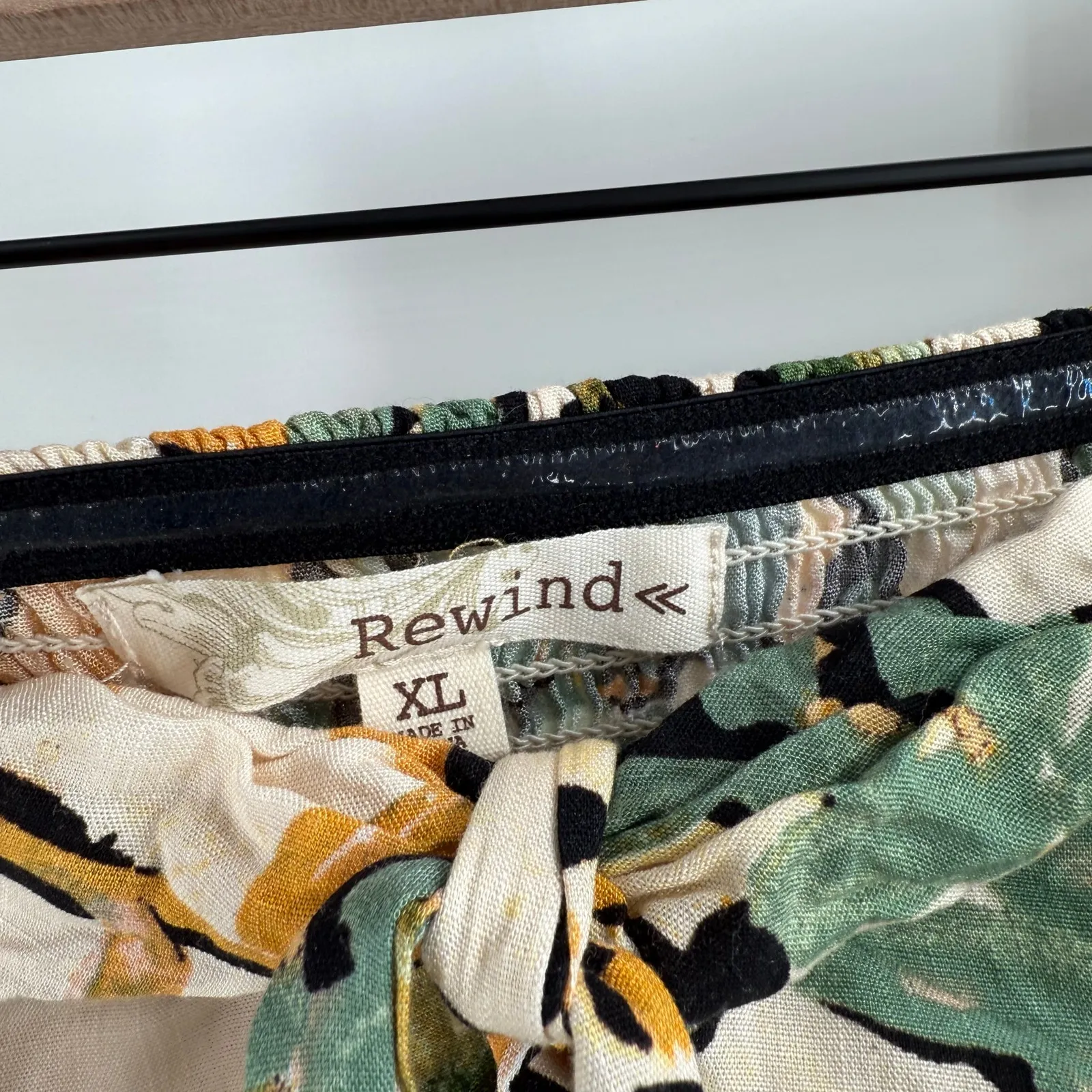 REWIND Dress Juniors SZ Extra Large Halter Strapless Tropical Palm Travel Beach - Image 3