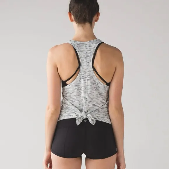 Lululemon Tie It Up Singlet in Tiger Space Dye Black White Tie-Back Tank Top - Image 2