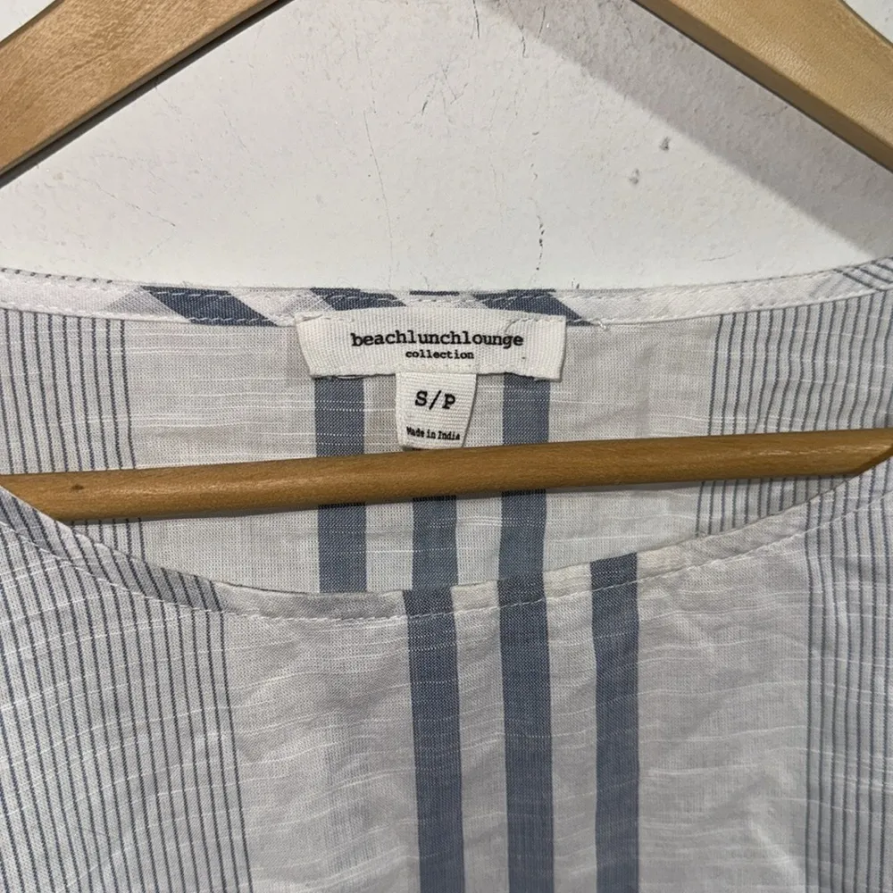 Beachlunchlounge shirt Striped Blue White small Top bell balloon sleeve coastal - Image 2