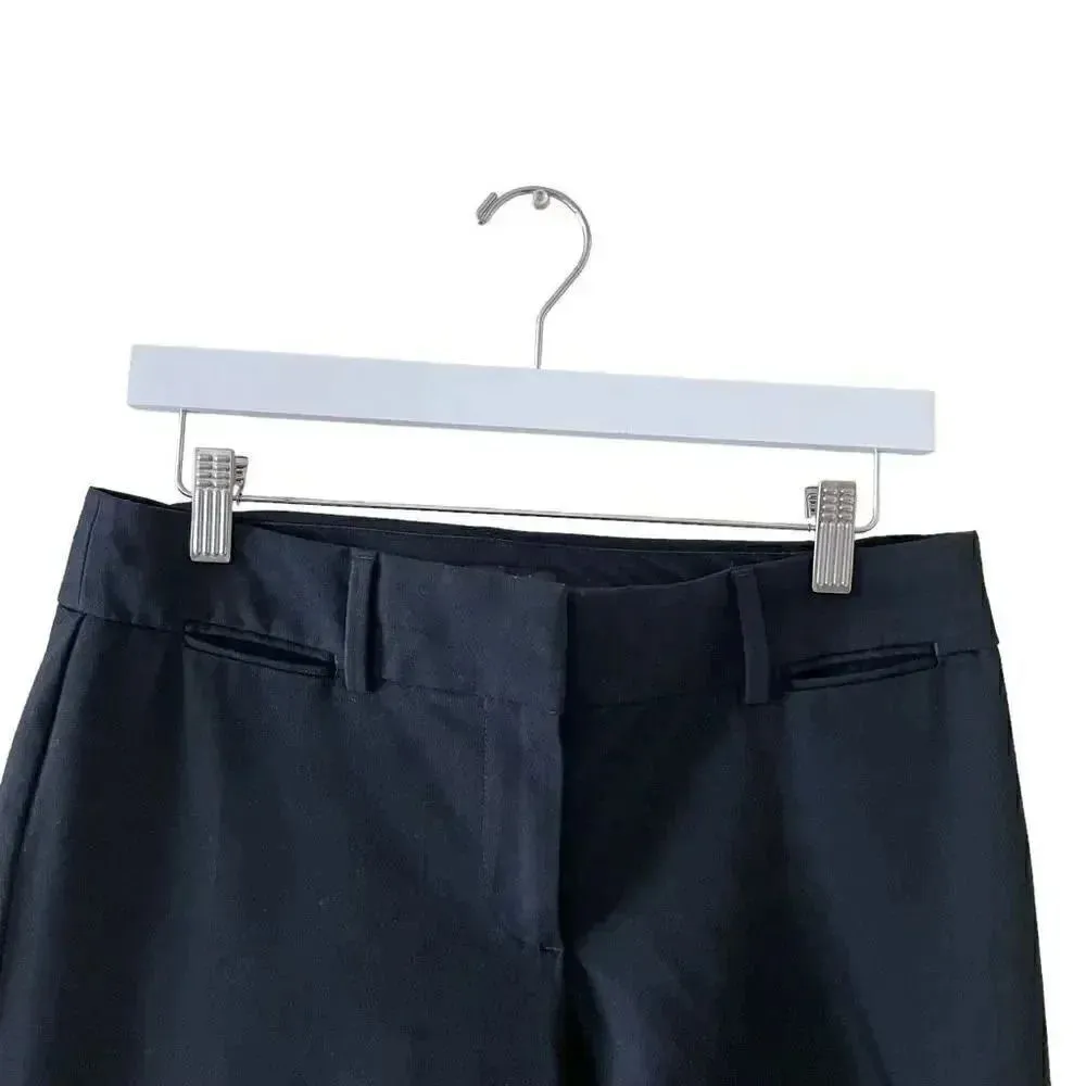 Loft Marisa Mid-Rise Black Front Straight Leg Mid Rise Slacks 4P #1576 - Image 2