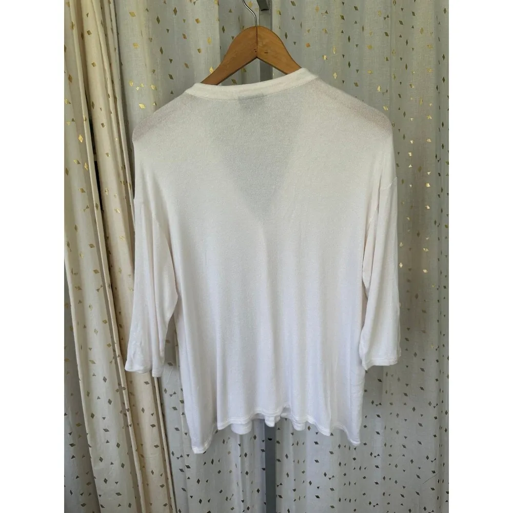 J. Jill Wearever Collection Ivory Quarter Sleeve Classic Button Down Cardigan M White Size M - Image 4