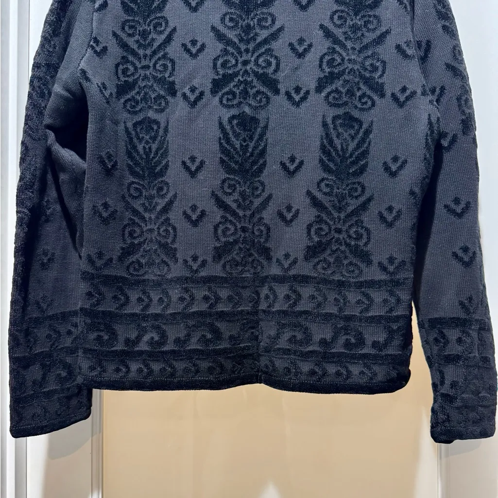 Talbots Size L Black Jacquard Knit Mock Neck Sweater - Image 7