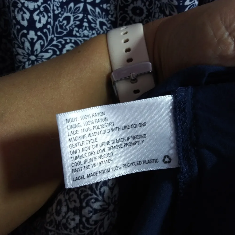 Knox Rose Blue Floral A Line Embroidered Lace Cold Shoulder Dress Size L - Image 7