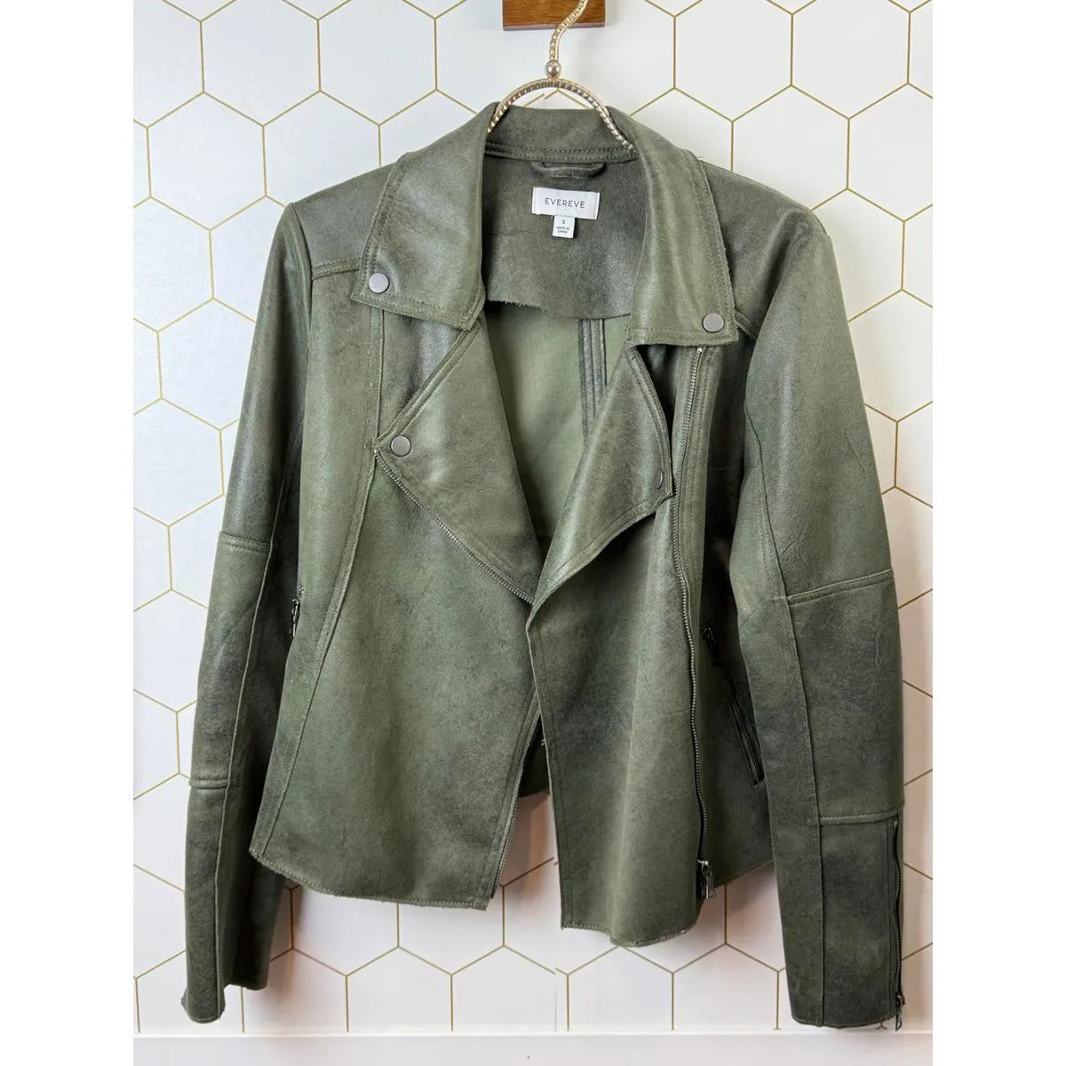 Evereve Green Marren Moto Faux Suede Jacket - Size - Small - Image 7