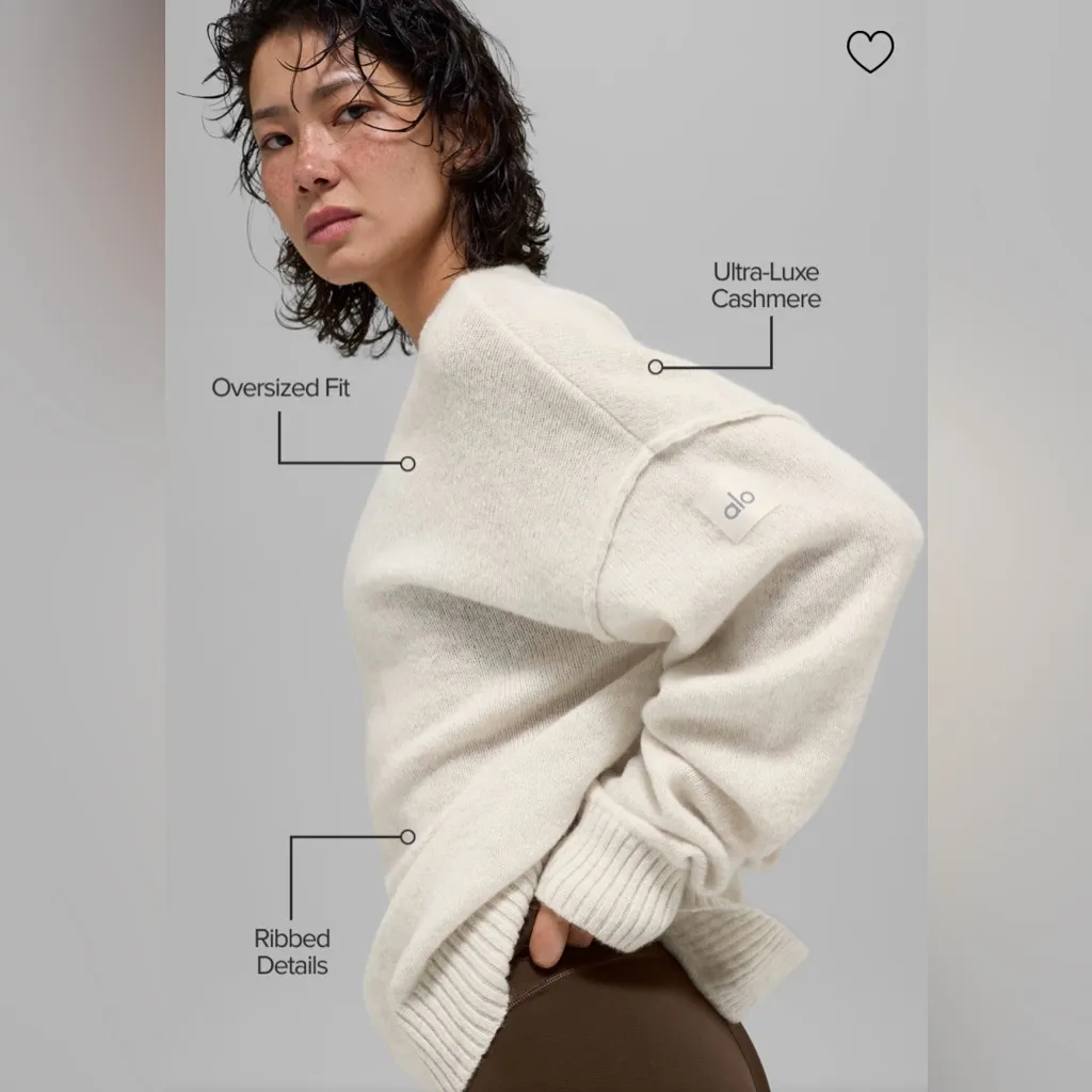 ALO Yoga NWT Unisex Wool Cashmere New Class Crewneck Sweater Bone Heather Size L - Image 4