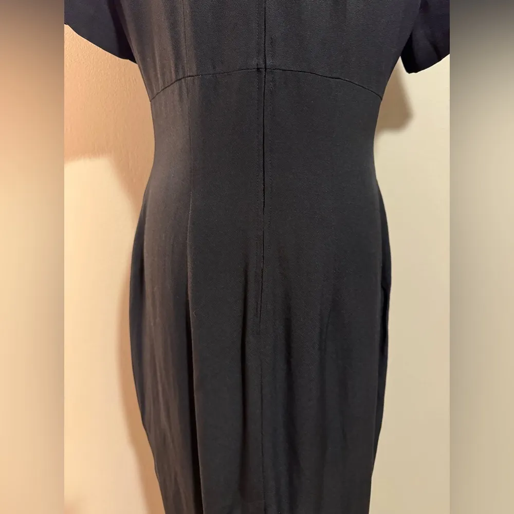 EUC Vintage John Roberts Black and Gold Long Midi Dress w/ shoulder pads size 10 - Image 7