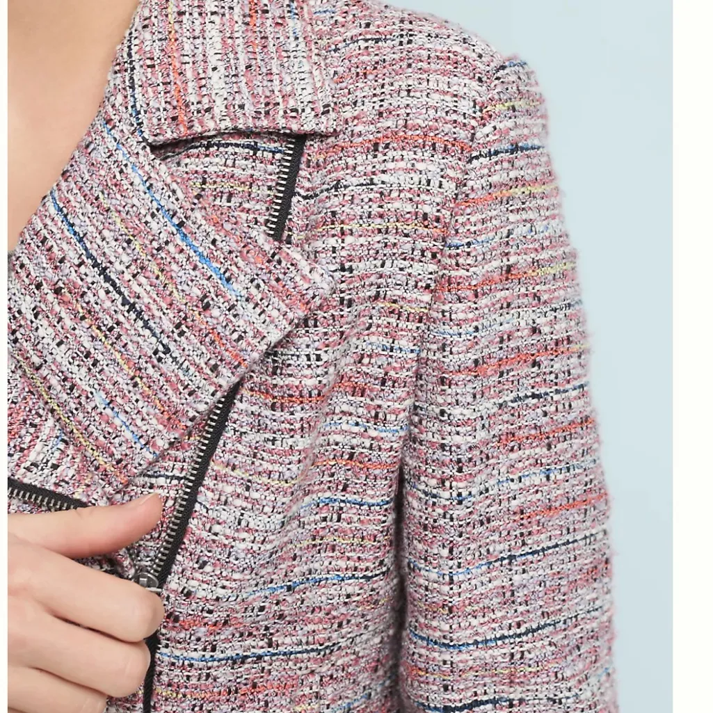 Cupcakes & Cashmere Canter Tweed Moto Jacket Pink - Image 10