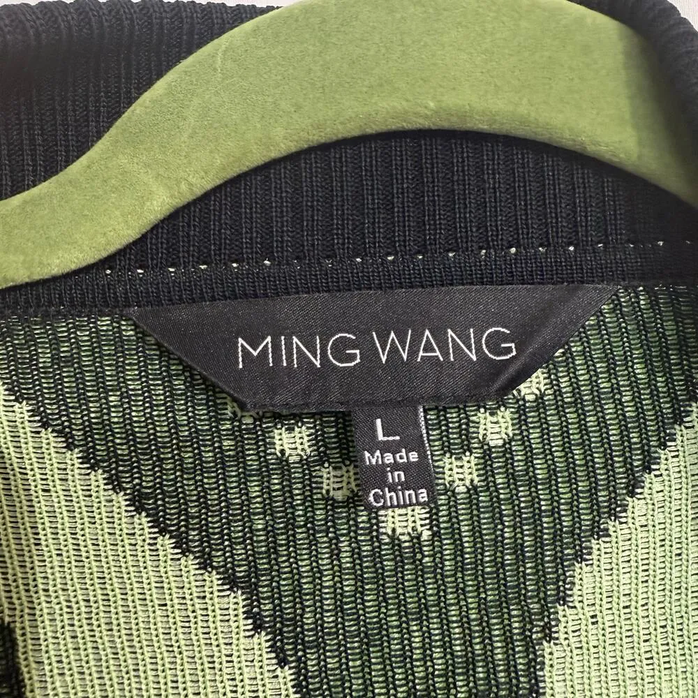 MIng Wang Green Geometric Open Front Cardigan Sz M - Image 5