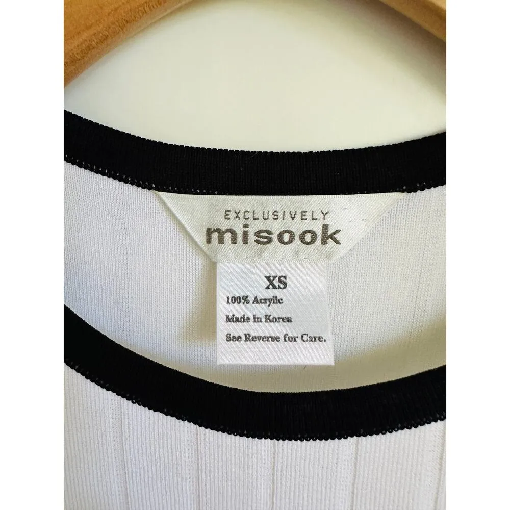 Misook Womens Knit Sleeveless Top White Blk Red Size XS Casual Business NWOT - Image 2
