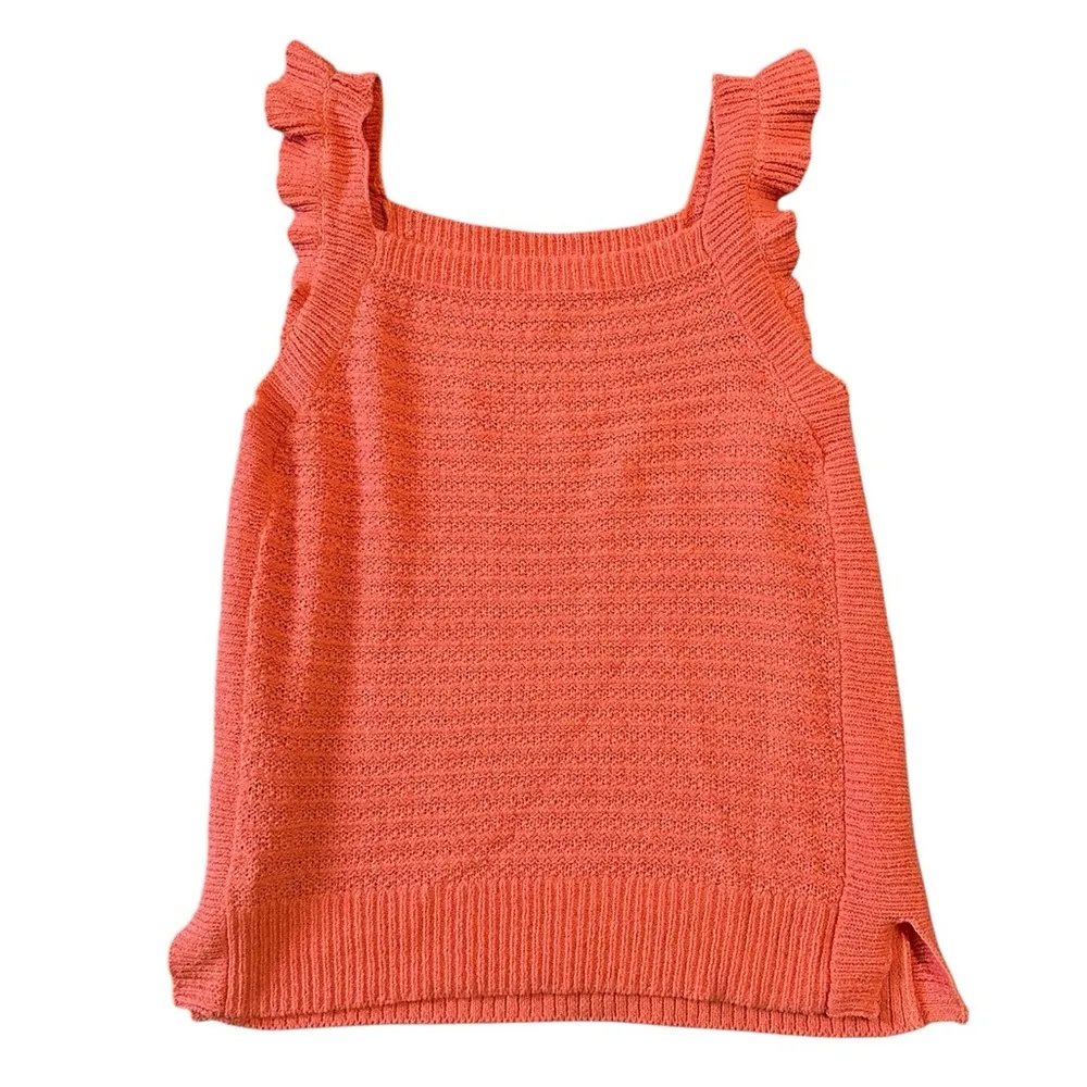 Ella Moss Coral Flames Sweater Ruffle Tank Top - Image 3