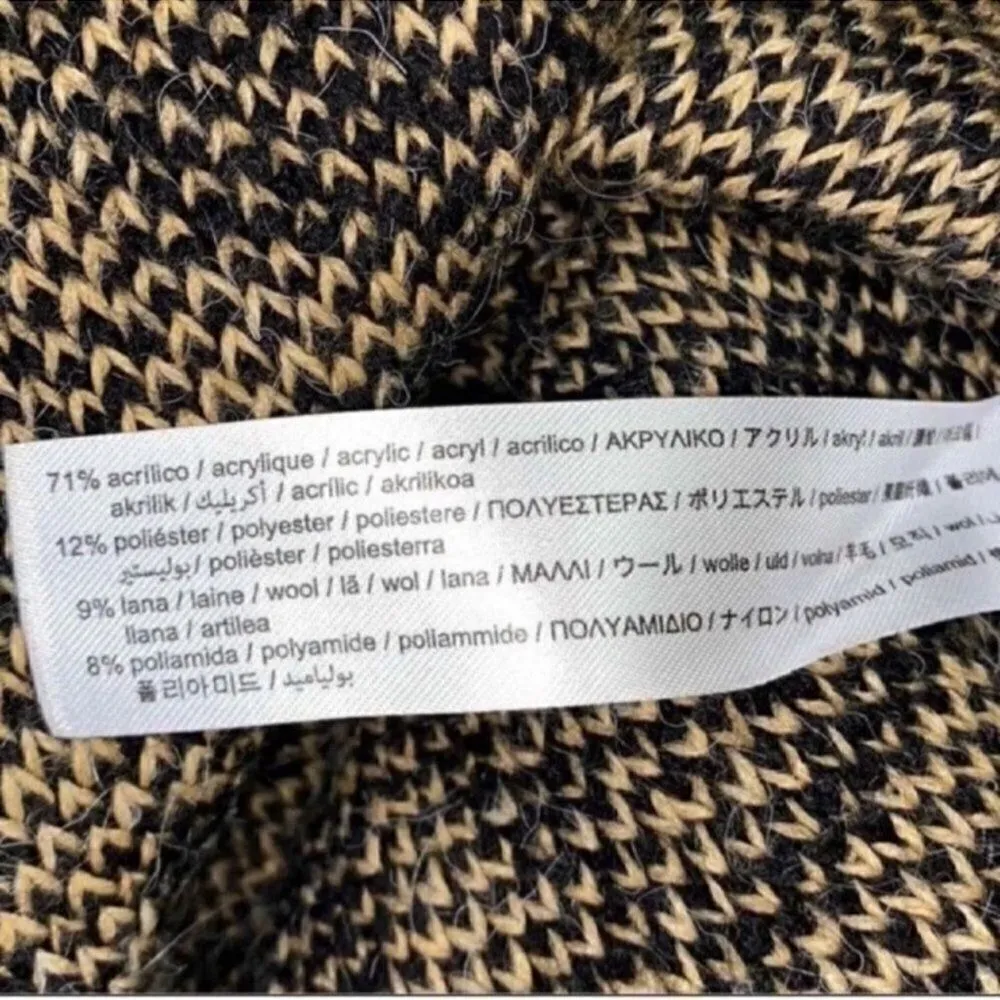 Zara Patchwork Brown/Yellow Wool Blend Oversized
Sweater(Size XS-S) - Image 4