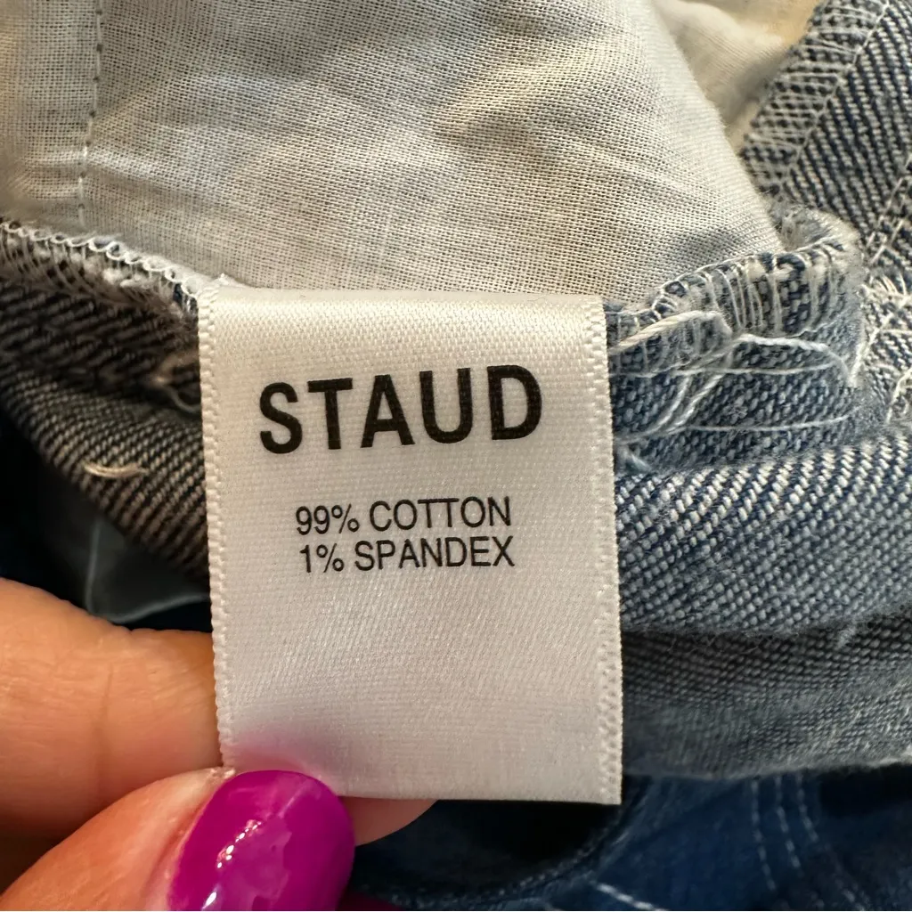 STAUD High Rise Wide Leg Cargo Jeans Painter Pant Size 6 Blue - Image 12
