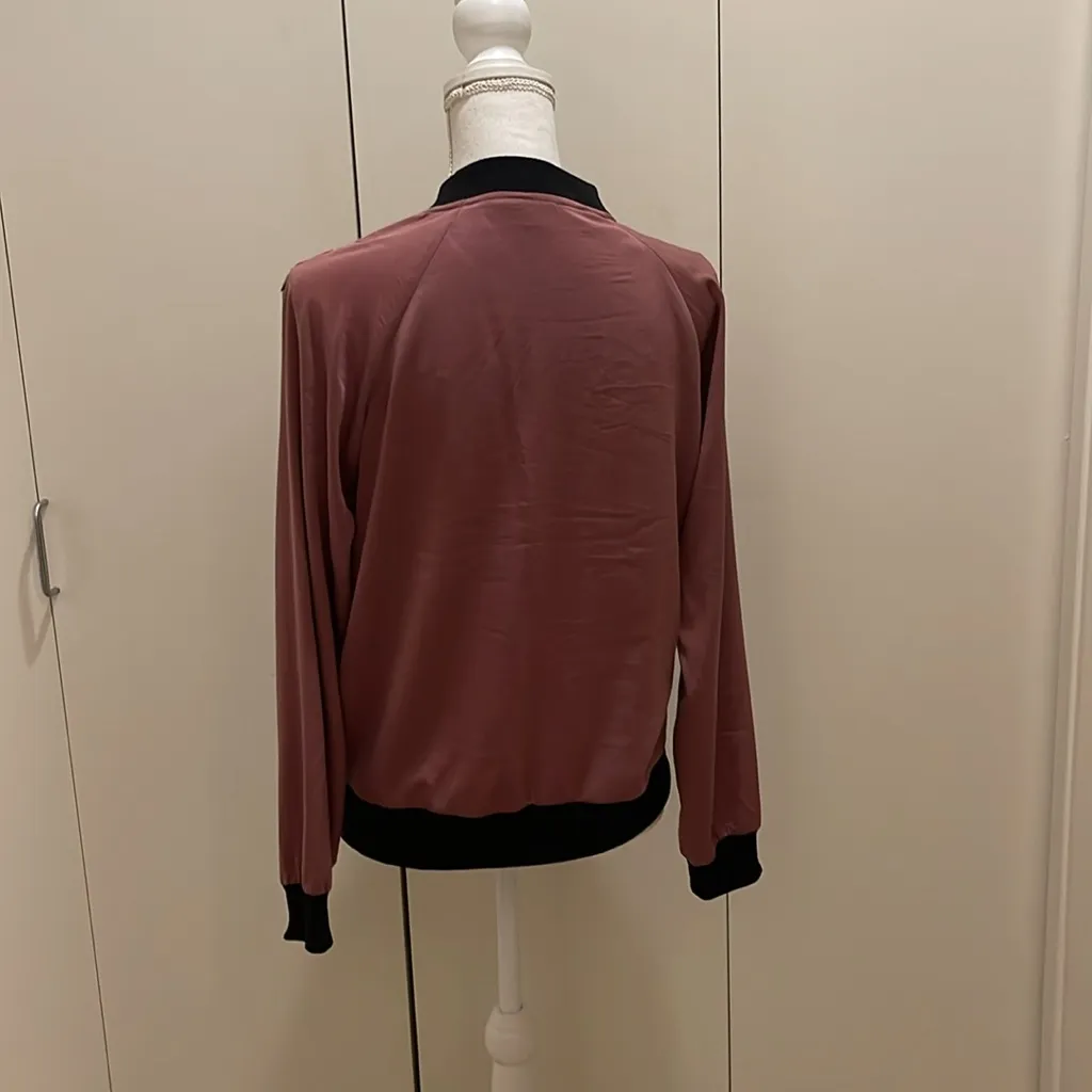 West kei bomber rose appliqué jacket size small #126 - Image 4