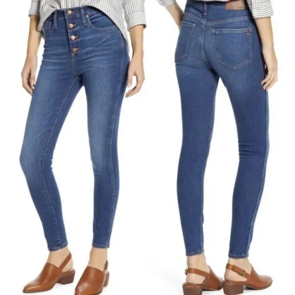 NEW Madewell High‎ Rise Button Front Skinny Jeans In Daventry wash, 28 - Image 2
