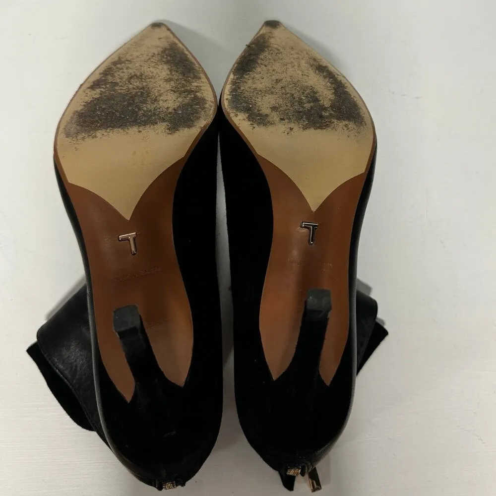 Lafayette Suede & Leather Dual Trim Pointed Stilettos Ankle Boots Black 38.5 / 8 - Image 12