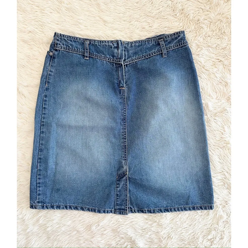 90’s/Y2K No Waistband Lace Up Denim Skirt size 6 - Image 6