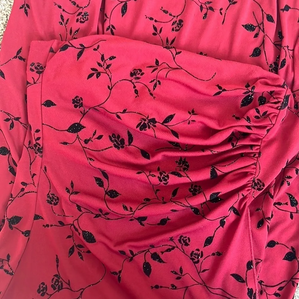 Vintage 90s Sparkly Party Dress Red Size M - Image 7