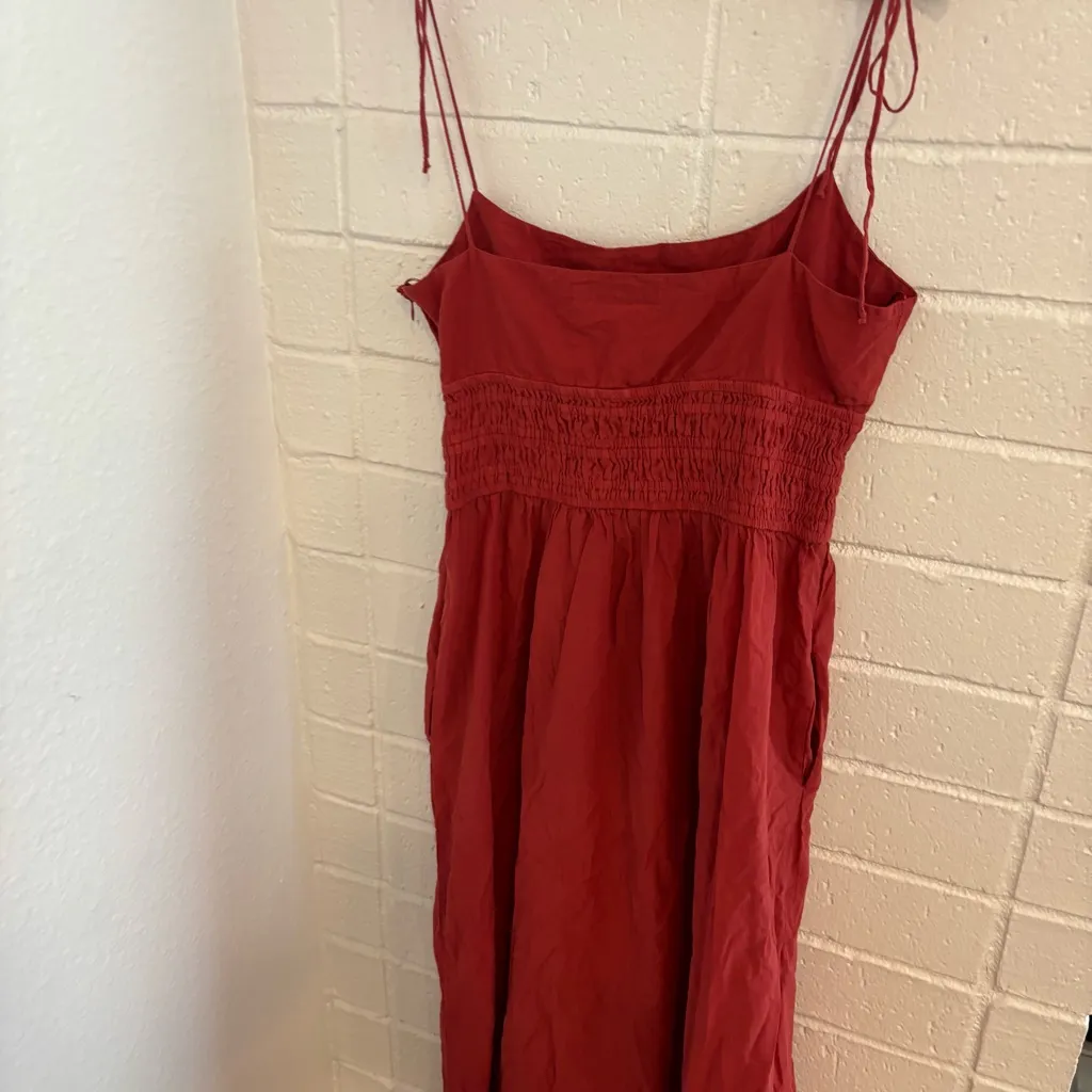 Zara straps red midi maxi dress with pockets - Image 8