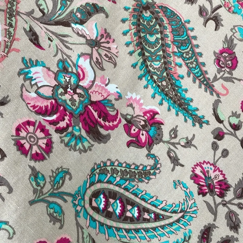 East 5th linen blend paisley floral midi skirt with pockets neutral - Image 3