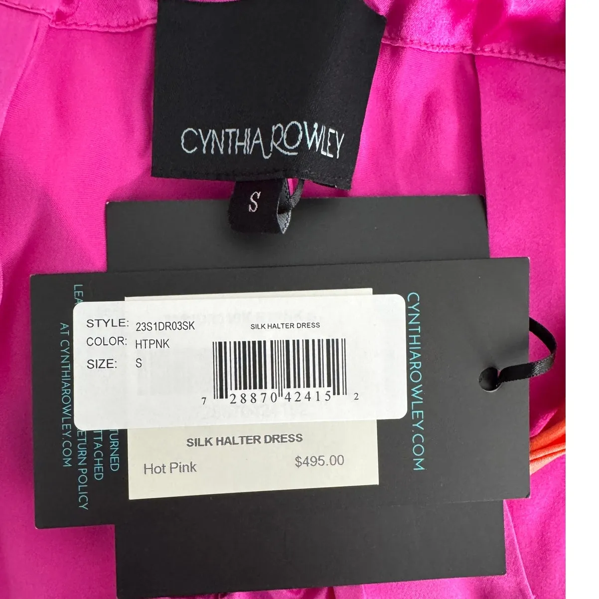 Cynthia Rowley Salerno Silk Halter Midi Dress hot pink orange flowy size S - Image 11