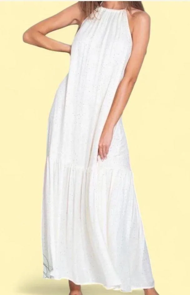 SUNDRESS Zahara Backless Embellished Halter Dress - Sz. M/L (Color: Coconut) - Image 11