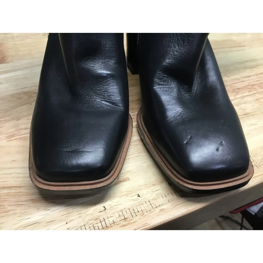 Franco Sarto Stevie Womens 7 Black Leather Side Zipper Square Toe Mid-Calf Boots - Image 6