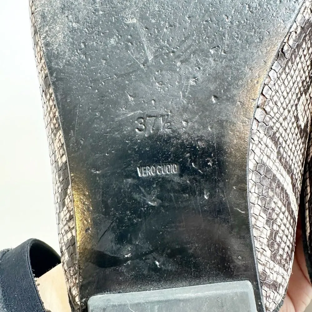 Alexander Wang Jaelle Snakeskin Leather Flat Mules Beige Brown Women's 37.5 - Image 8