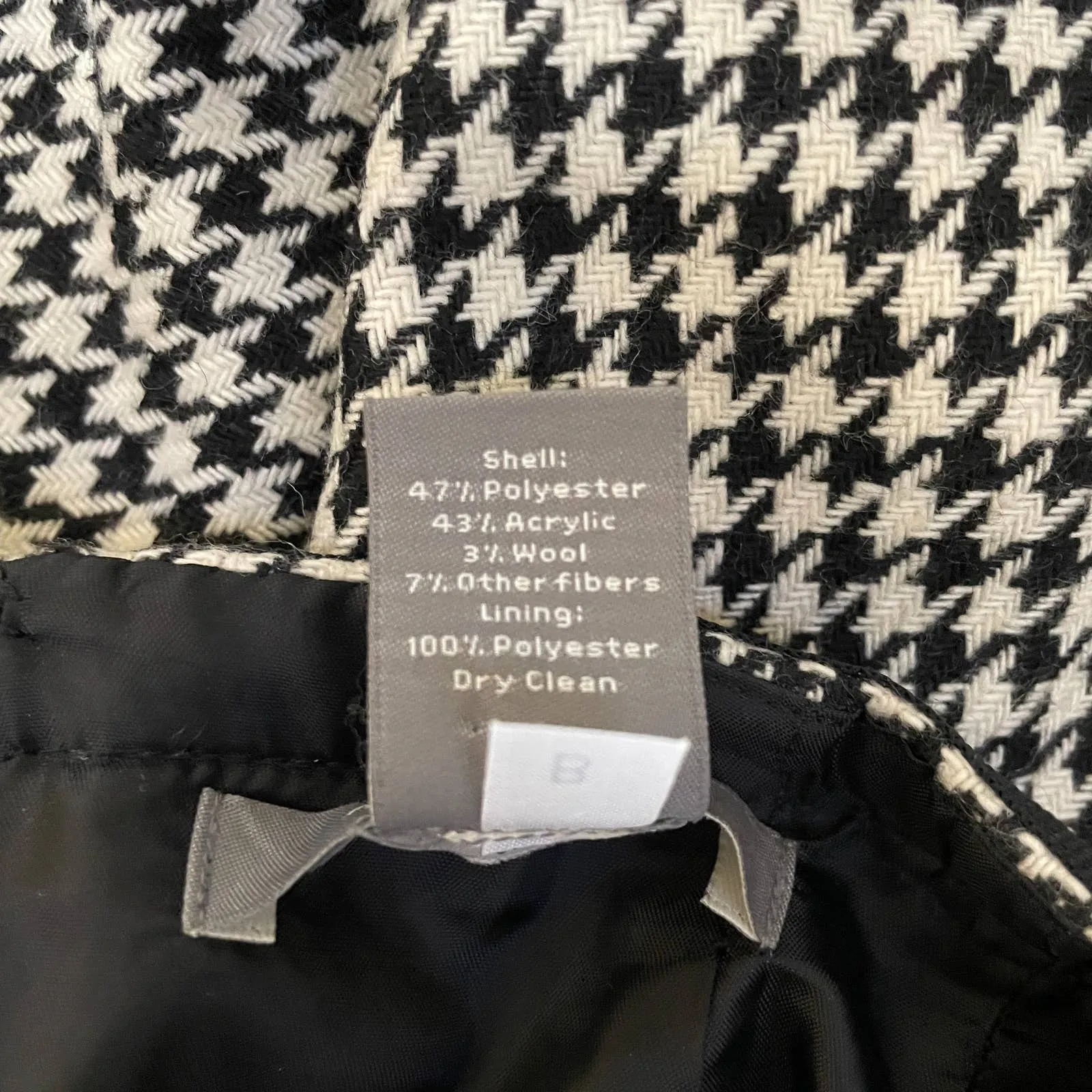 Ann Taylor Pencil Skirt Womens 0‎ Petite Black White Houndstooth Wool Blend Bow - Image 8