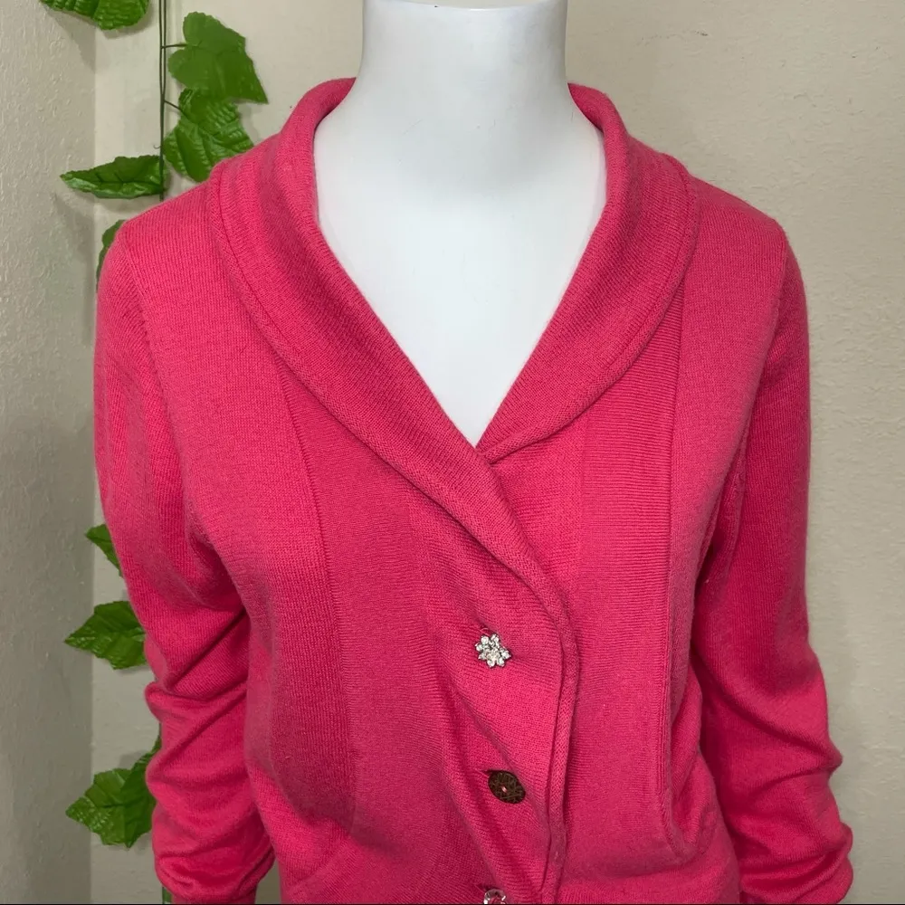 Neiman Marcus Angora Wool 50’s Pink Cardigan - Image 2