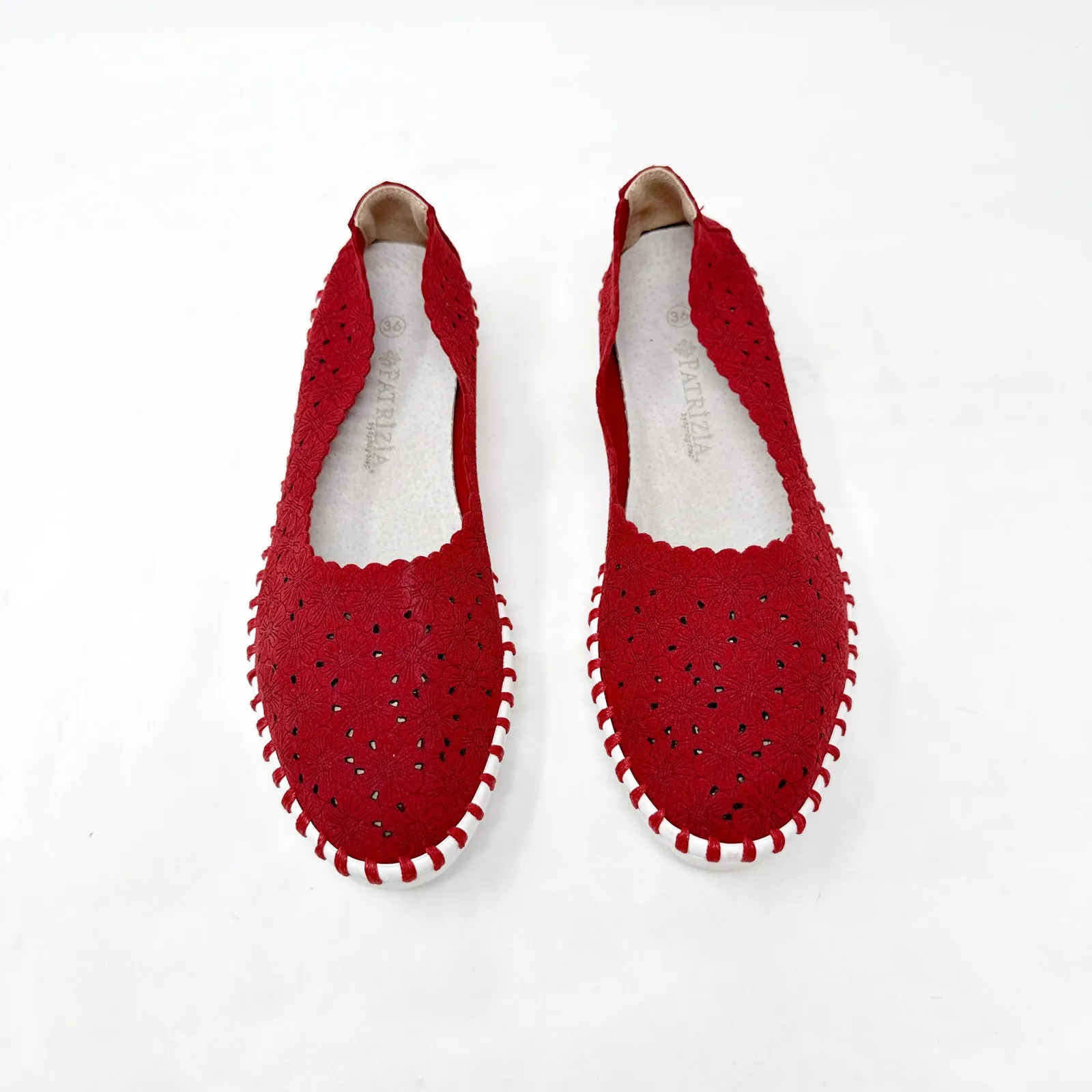[Patrizia Spring Step] Red Grazana Leather Cutout Floral Ballerina Flats Size 36 - Image 10