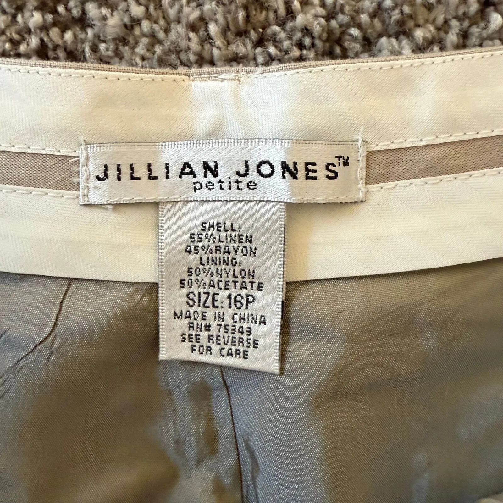 Jillian Jones‎ Petite Embroidered Linen Pants Size 16P Wide Leg High Waisted - Image 4