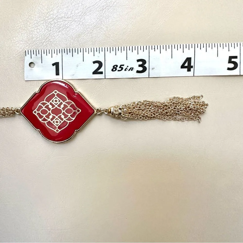 Charming Charlie red and gold tone tassel necklace - Image 9