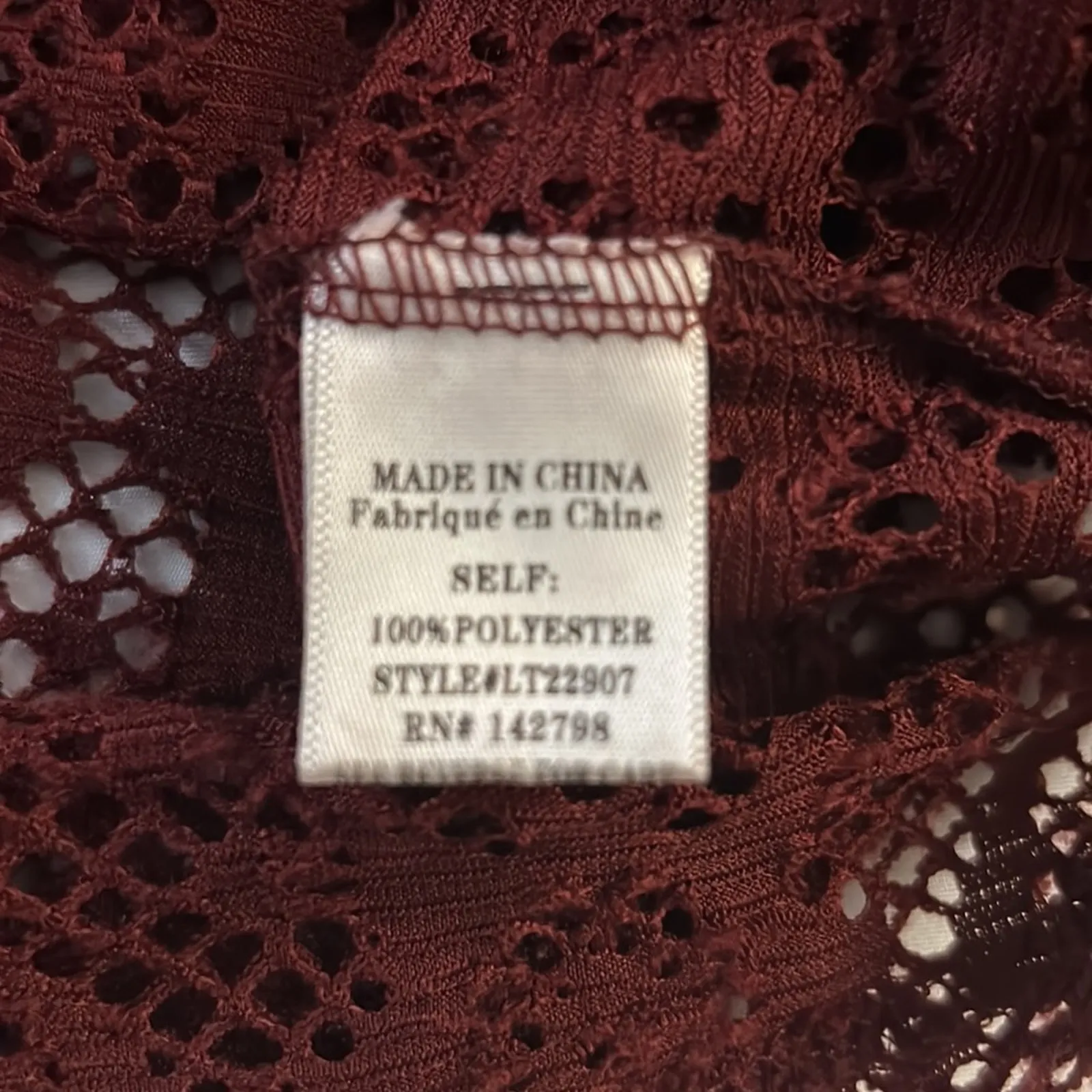 Love Riche Long Sleeve Maroon Lace Top M Coquette Girl Bohemian Punk Rocker Goth - Image 10