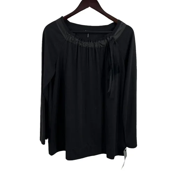 Daisy Fuentes Black Long Sleeve Top Bow Detail Size Large New - Image 6