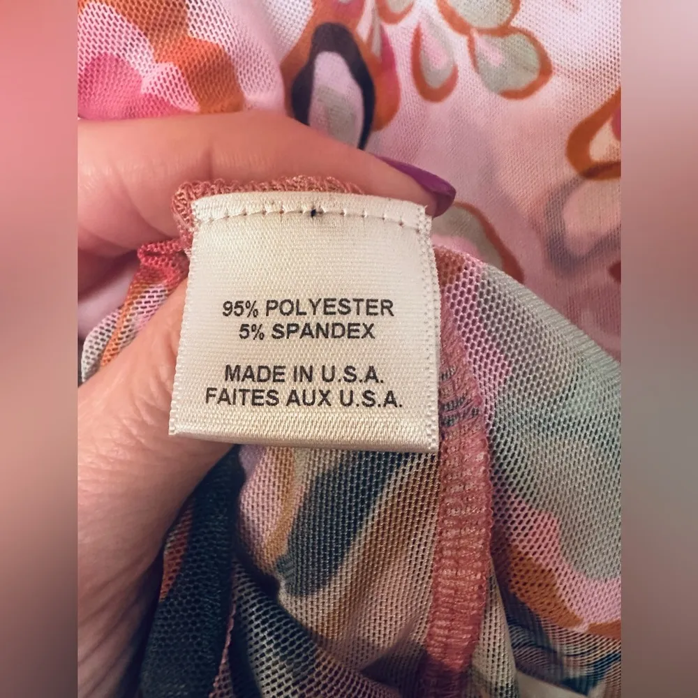 Misa Los Angeles XL Nadja Top Blouse Mesh Floral Long Sleeve Y2K Turtleneck - Image 7