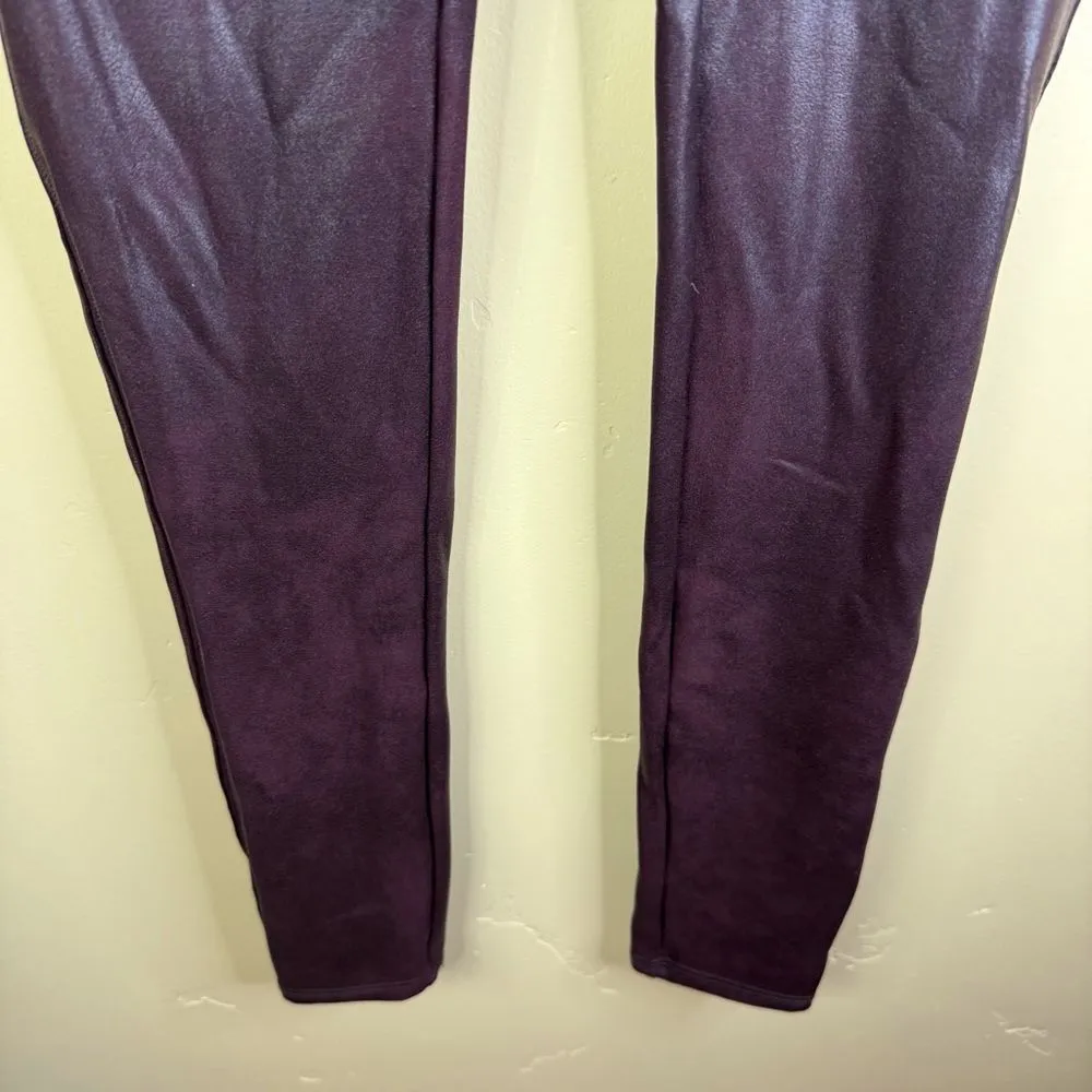 Spanx Womens Size Medium‎ Burgundy Faux Leather Leggings Streetwear Activewear - Image 3