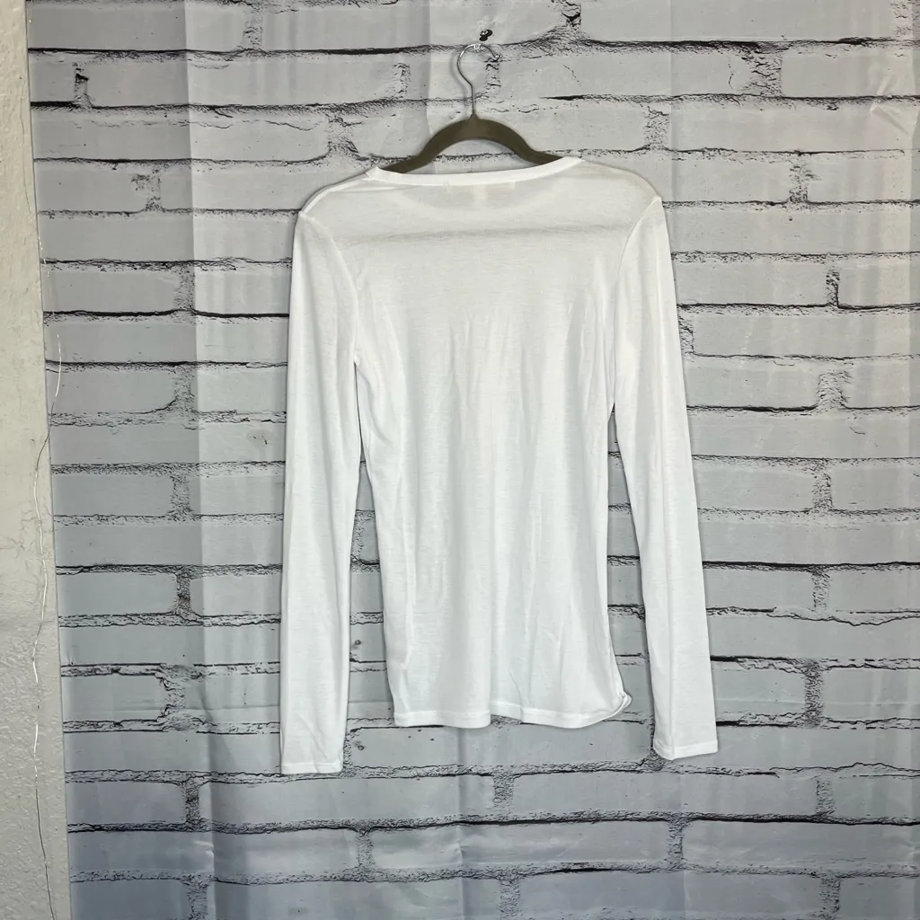 Nordstrom Signature White Modal-Poly Long Sleeve Crew Top Women’s M Minimalist - Image 11
