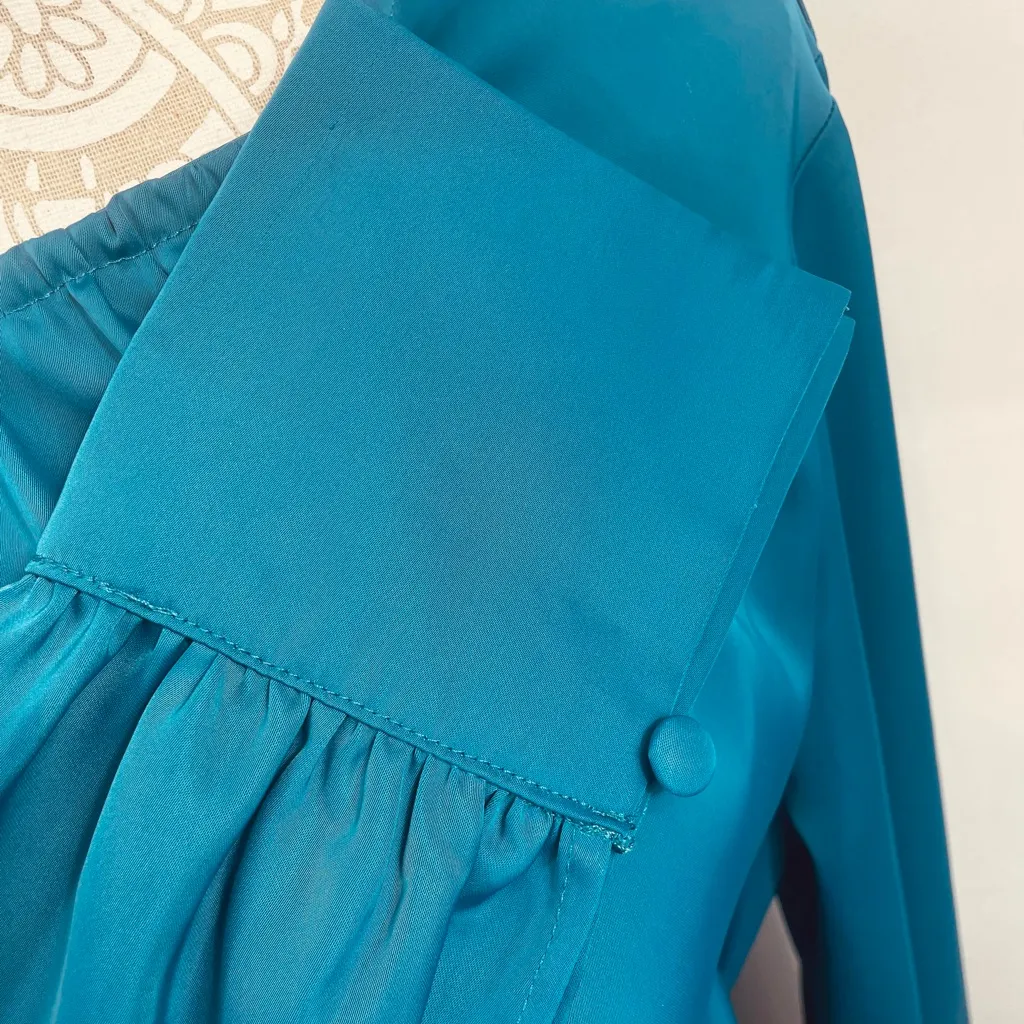 Pretty garden women’s Chic Long Sleeve Teal Dress size L - Image 5