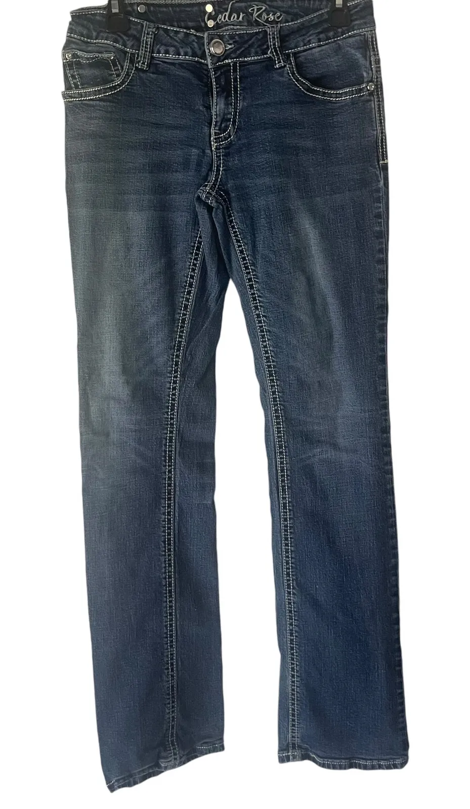 Cedar Rose Women's Size 26 X 36 Tall Rodeo Medium Wash Straight Leg Jeans Blue - Image 1