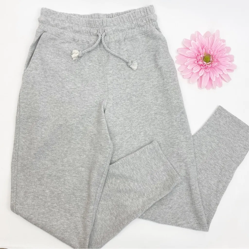 Faherty Fleece High Rise Sweatpants Lounge Track Pants: Light Heather Grey - Image 1